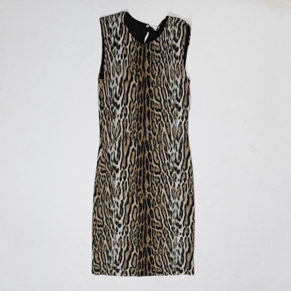 Roberto Cavalli Leopard-Print Midi Dress in Brown and Black
